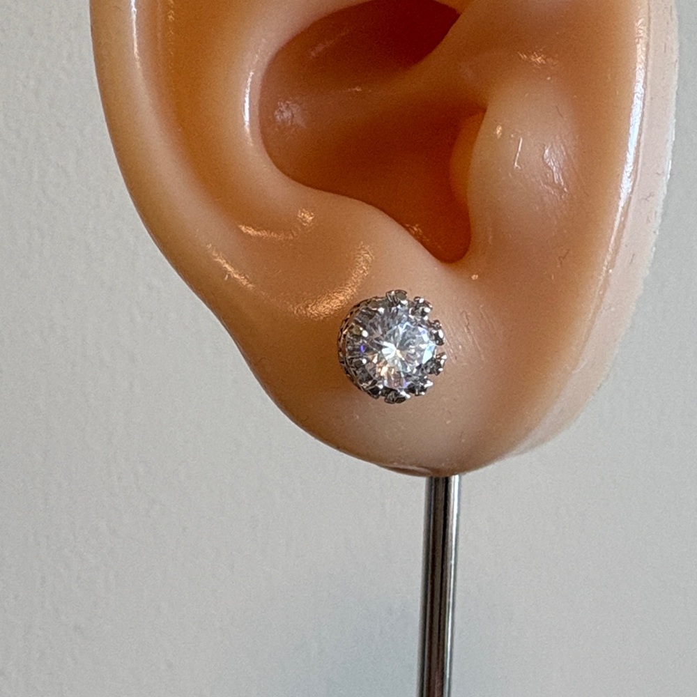 Brilliant Solitaire CZ Studs in a Crown Setting